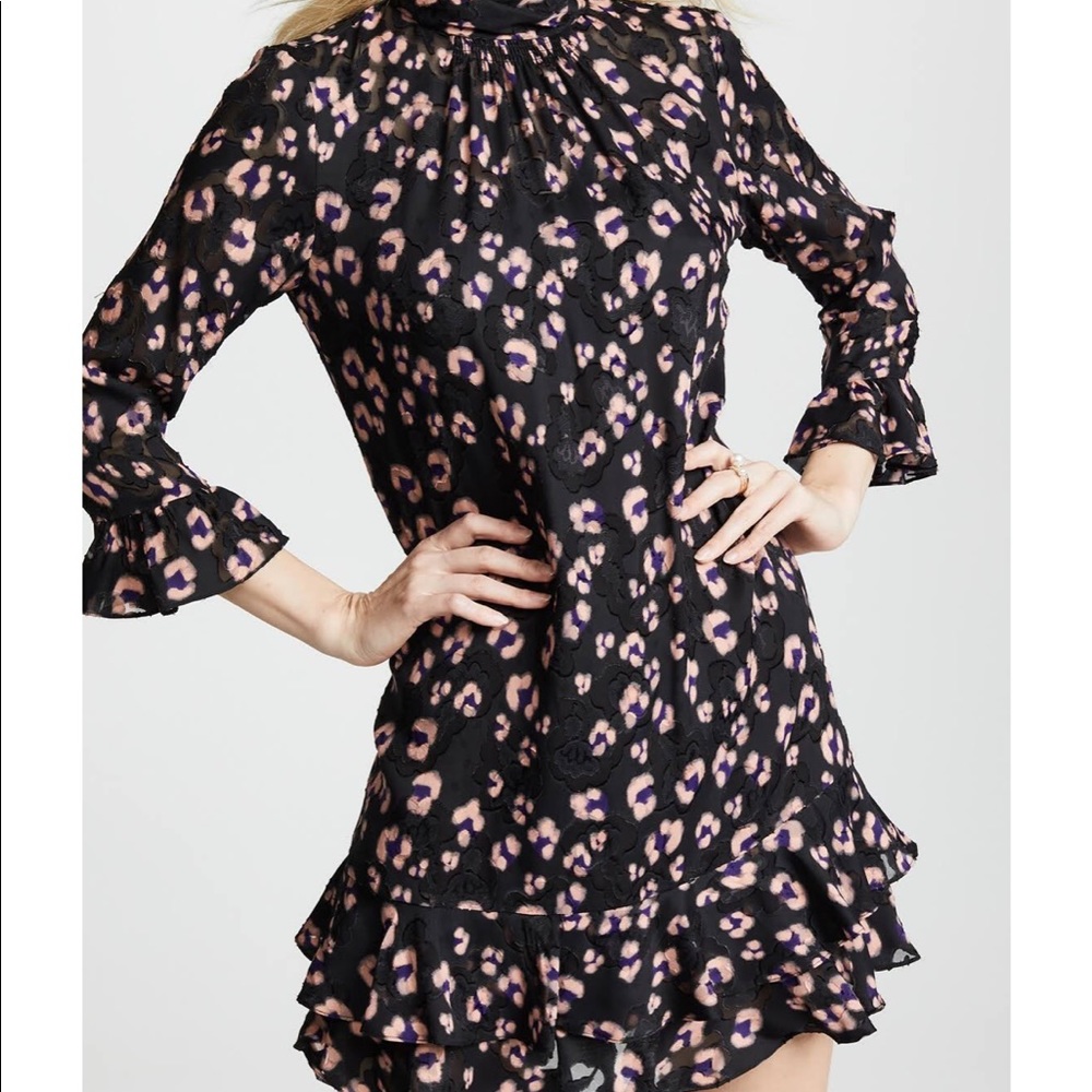 Rebecca Taylor Flounced Cheetah Print Dress